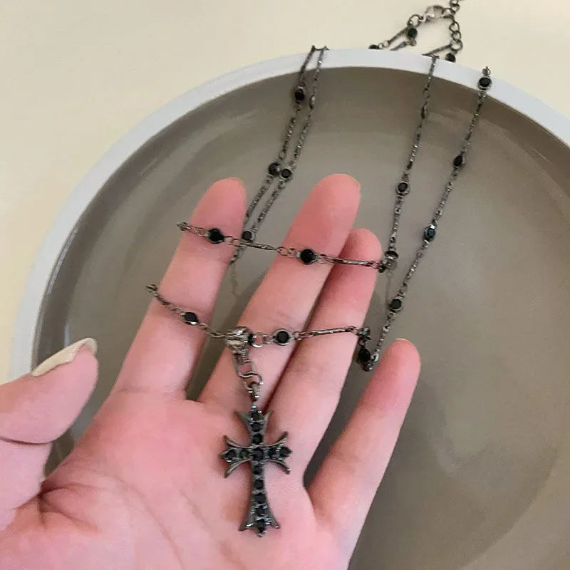 Rhinestone Cross Choker