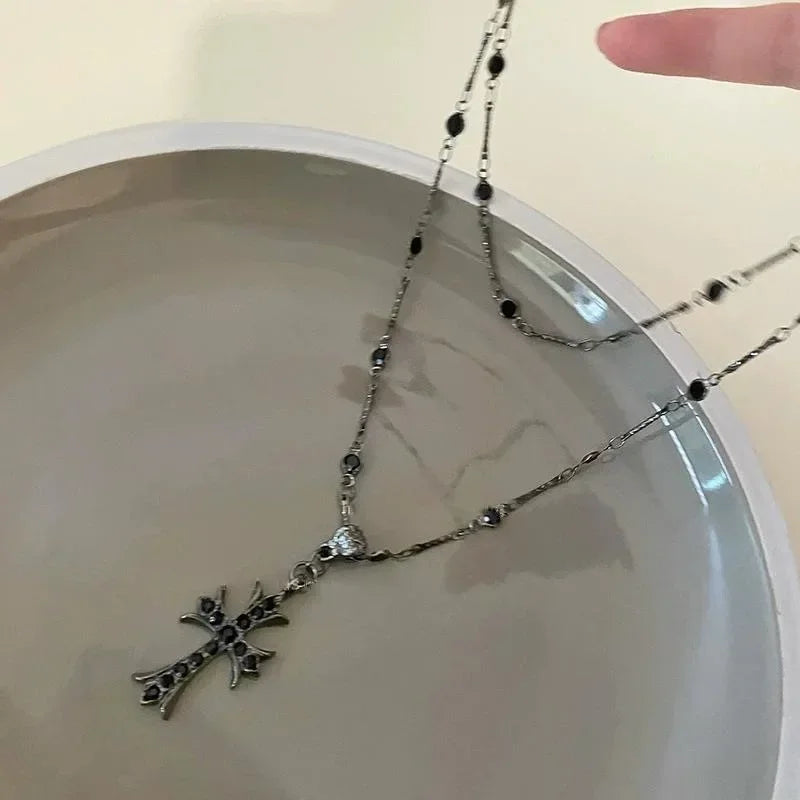 Rhinestone Cross Choker